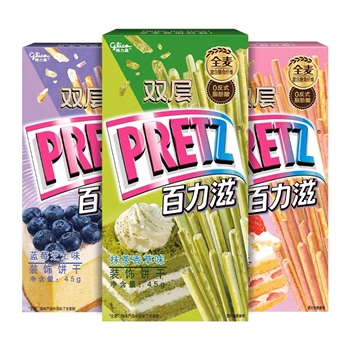 45g格力高双层百力滋草莓牛奶味装饰饼干